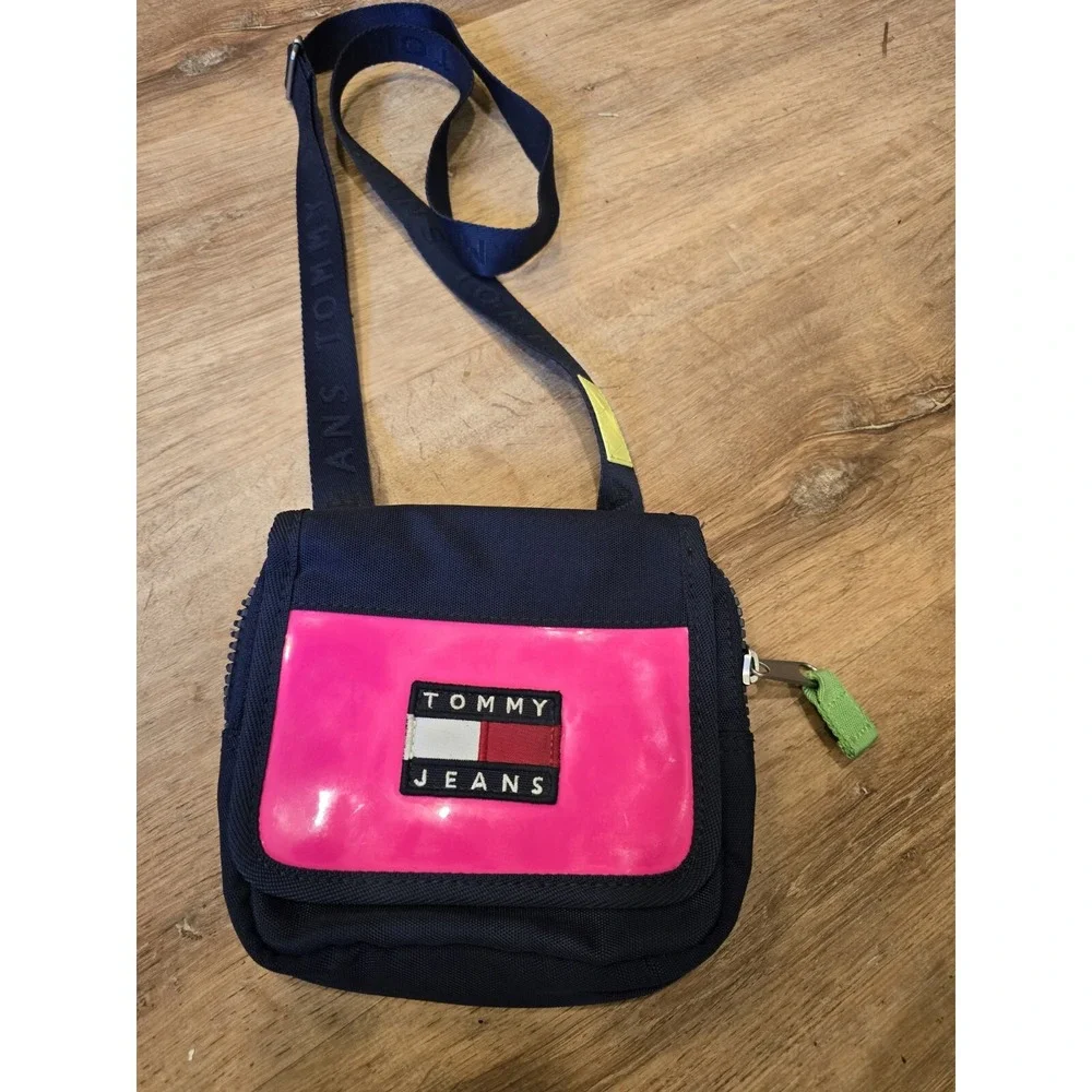 VtG TOMMY HILFIGER HERITAGE‎ Crossbody Messenger BAG Pink Classic Tommy Logo Y2K